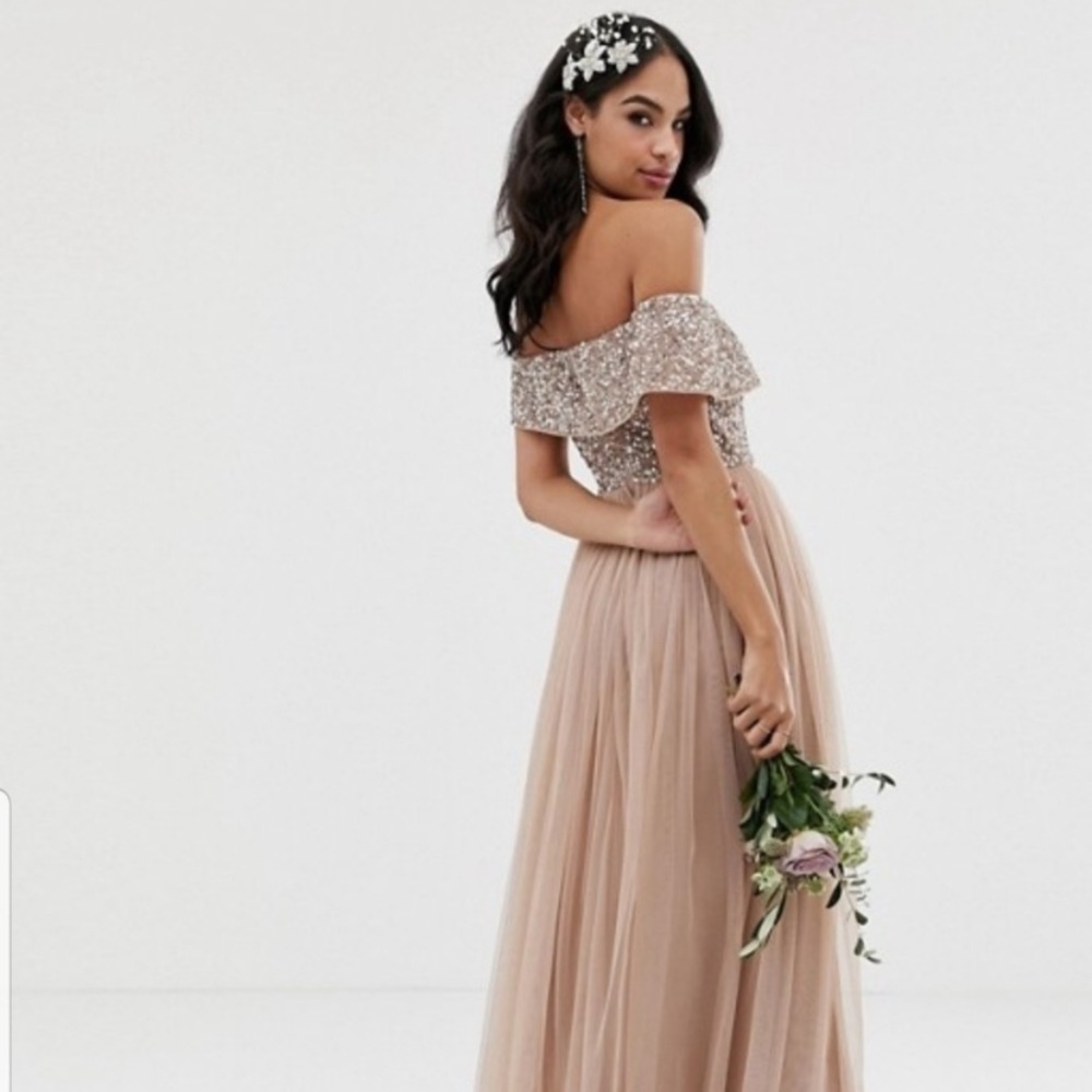 ASOS Maya Bardot Sequin Top Tulle